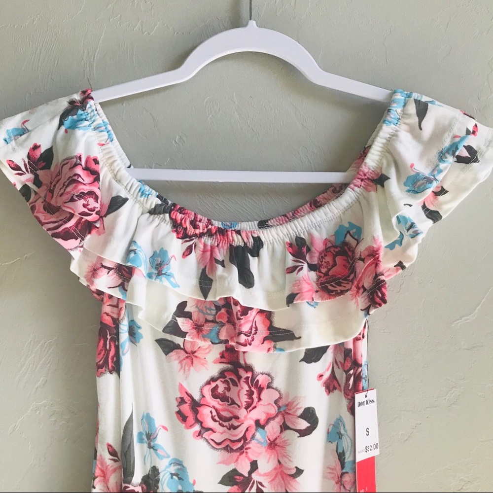 Floral Maxi Dress Ruffle Shoulder - Picture 2 of 5